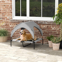 PawHut Cooling Raised Dog Bed w/ Breathable Mesh, for M, L Dogs - Light Grey