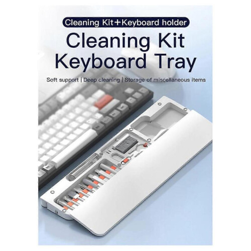 New QS22 with Cleaning Tools Keyboard Wrist Rest Pad Soft Foam Office Work Game Pad Cleaner Kit Bla 2
