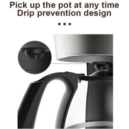 Electric Coffee Maker 750ml, 6-Cup Drip Coffee Machine with Anti-Drip Function, Borosilicate Glass 1