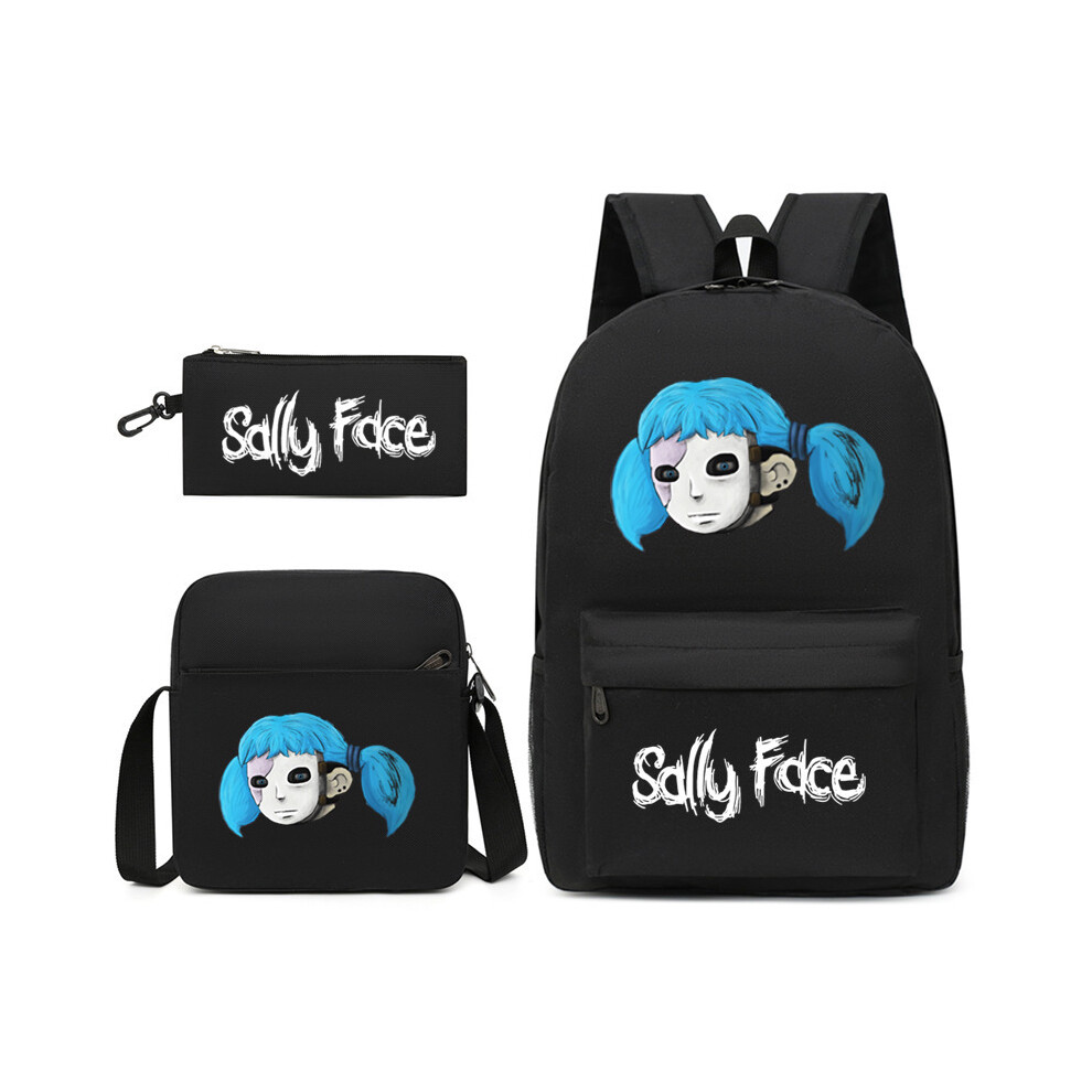 (Sally face A4, Three-piece set) Sally face backpack primary and secondary school students' school bag three-piece set men and women's backpack should