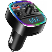 Nulaxy Bluetooth FM Transmitter for Car, QC3.0 & 7 Colors LED Backlit Car Radio Bluetooth Adapter Music Player Hands Free Car Kit with SD Card Slot, S