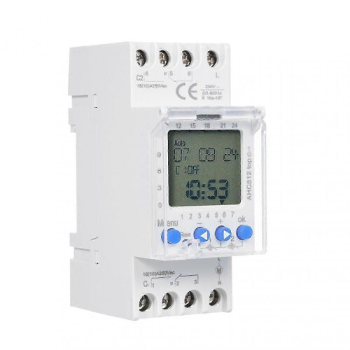 2 Channel Digital Timer Switch AHC812 16A 230V Weekly Programmable DIN Rail Mount Time Control
