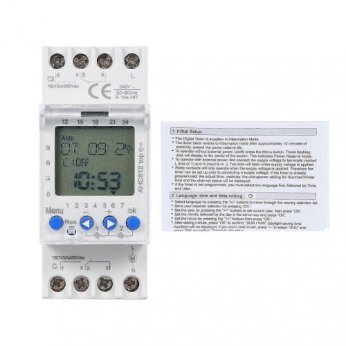 2 Channel Digital Timer Switch AHC812 16A 230V Weekly Programmable DIN Rail Mount Time Control 1