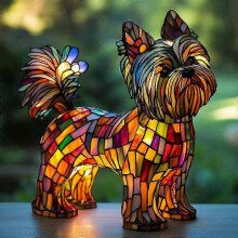 Hand-Painted Yorkshire Terrier Night Light - Art Resin Dog Lamp for Pet Lovers