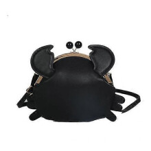 (black) Trendy Crab-Shaped Faux Leather Crossbody Bag for Women - Stylish Twist Lock Shoulder Purse