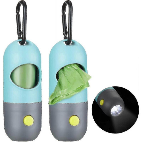 2 Pack Dog Poop Bag Holder Dispenser with LED Light for Walking Pets