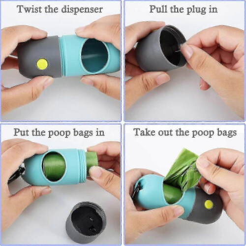 2 Pack Dog Poop Bag Holder Dispenser with LED Light for Walking Pets 2