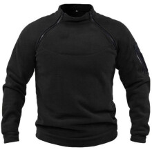 (Black, L) Mens Army-Tactical Military Sweatshirt Fleece Jumper Coat Combat Tops
