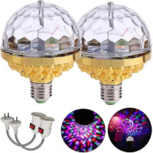 (For AU) 2 Pcs Colorful Rotating Magic Ball Light, LED RGB Strobe Disco Ball with Sockets for Party Stage Lighting
