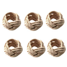 12Pcs Natural Woven Napkin Buckle Loop Cord Waxed Twine for Tableware Decor