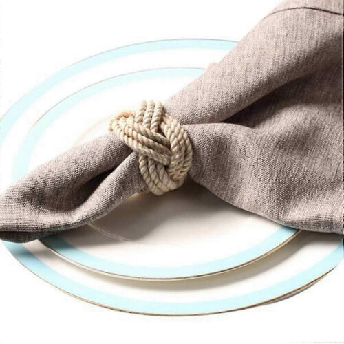 12Pcs Natural Woven Napkin Buckle Loop Cord Waxed Twine for Tableware Decor 2