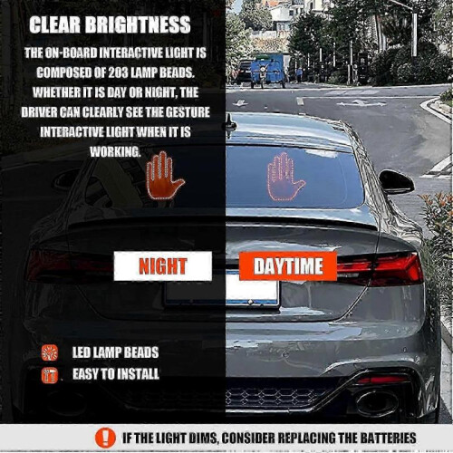 (Men) Remote Control LED Back Window Car Sign with Gesture Lighting for Fun Illumination 1