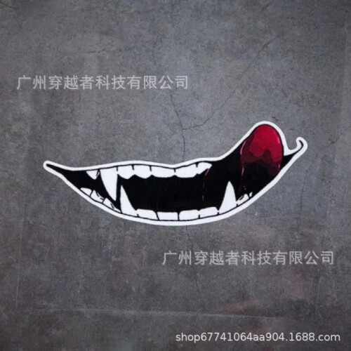 Teeth Motorcycle Sticker (Tongue 20*7.3cm) Evil Teeth and Tongue Motorcycle Helmet Fuel Tank Cap ...