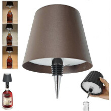 (Brown) Wireless Rechargeable Bottle Lamp - 3 Color LED Wine Bottle Lights for Bars & Restaurants
