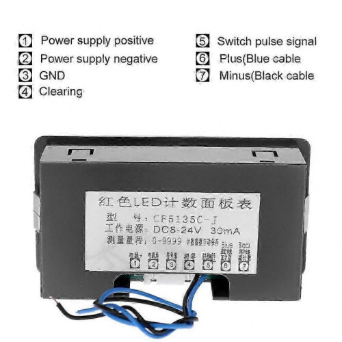 4 Digit LED Digital Counter 0-9999 Up Down Plus Minus Panel Meter DC 2