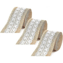 3 Rolls Burlap Jute Ribbon with Lace for DIY Wedding Party Crafts & Handmade Decor