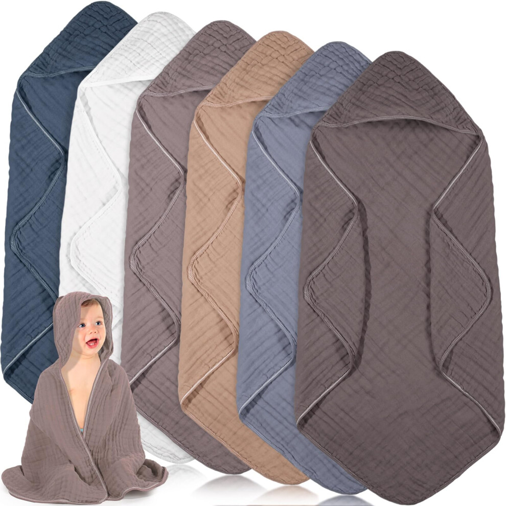 6 Pcs Muslin Hooded Baby Towels Bath Towel 32'x 32'