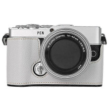 (Style D, Multicolor) Leather Case for Olympus PEN E-P7 Camera with Easy Battery Access & Type C Port