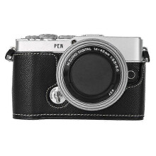 (Style C, Multicolor) Leather Case for Olympus PEN E-P7 Camera with Easy Battery Access & Type C Port