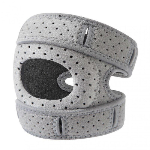 (L, Grey) Patellar Tendon Support Strap Knee Brace with Side Stabilizers for Knee Pain Relief & Decompression