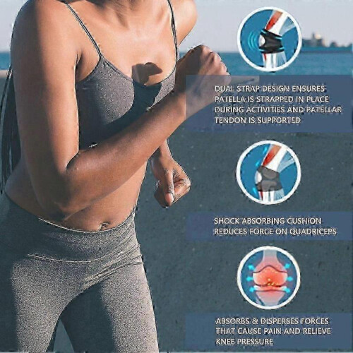 (S M, Grey) Patellar Tendon Support Strap Knee Brace with Side Stabilizers for Knee Pain Relief & Decompression 1
