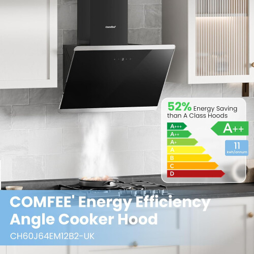 Living And Home 60CM Wall-mounted 3-Speed Angled Range Hood with Touch Screen