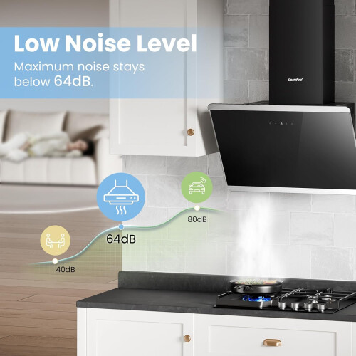 Living And Home 60CM Wall-mounted 3-Speed Angled Range Hood with Touch Screen 2