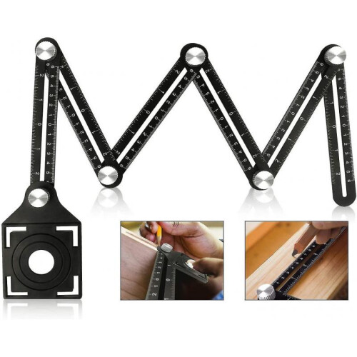 Multi-angle Measuring Ruler with Positioning Hole, 6-sided Aluminum Alloy Folding Ruler 2