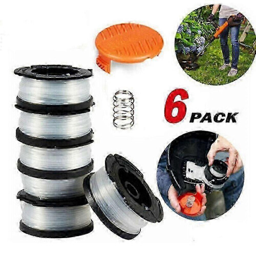 6x Spools & Spool Caps for Black & Decker Grass Trimmer String Replacement 2