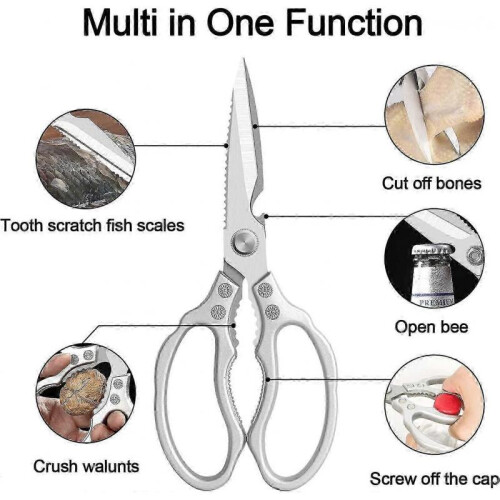 Heavy Duty Kitchen Scissors - Sharp Stainless Steel Multi-Function Scissors for Chicken, Fish, Meat, Vegetables & Herbs 1