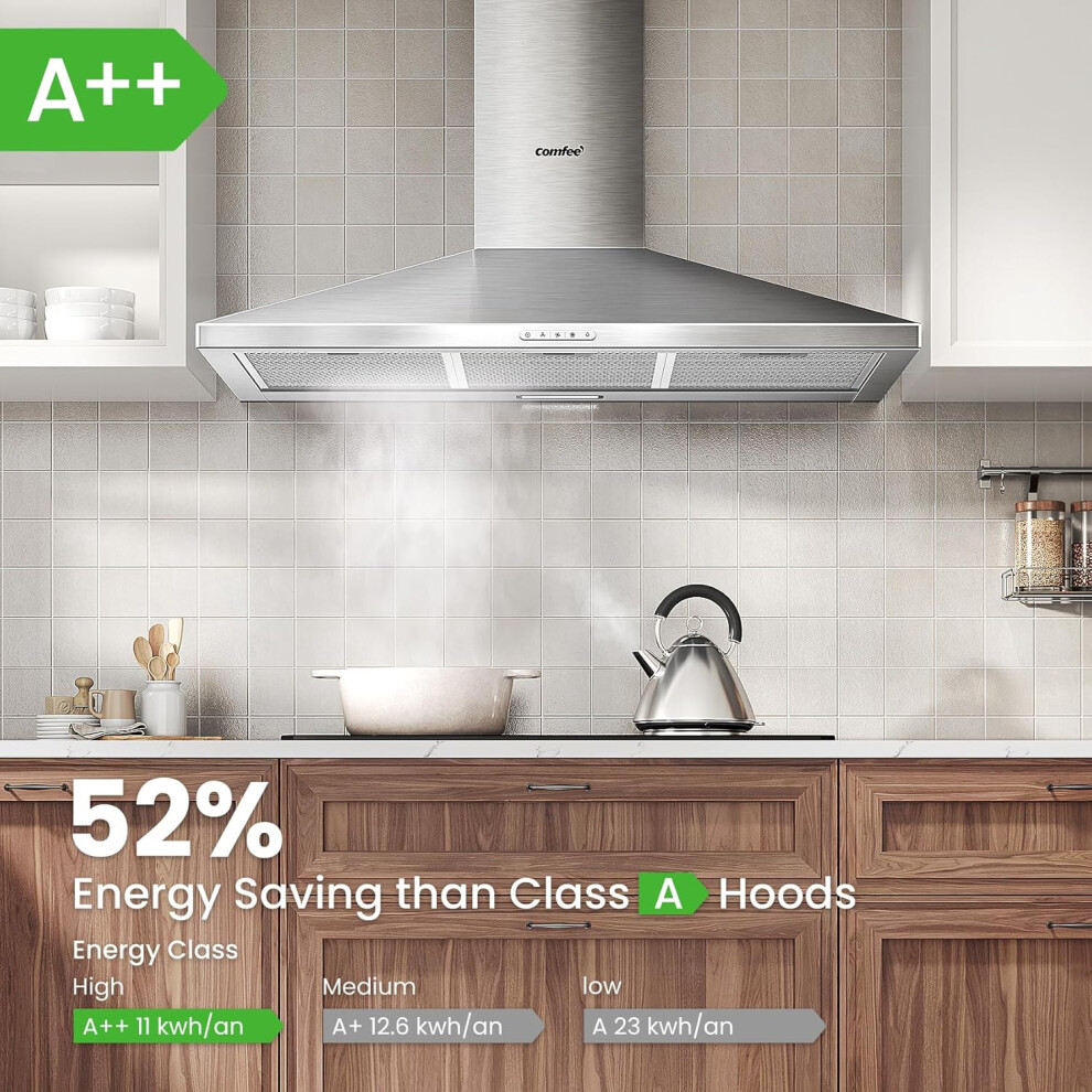 90 cm Chimney Cooker Hood Class A++ Extractor Hood