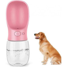 Leak Proof Dog Water Bottle 350ml - Portable Pet Travel Drink Dispenser for Outdoor Use, Pink