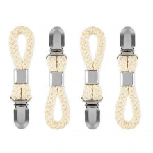Braided Cotton Loop Towel Clip with Metal Clamp Multipurpose Cloth Hanger for Home Bathroom Kitchen