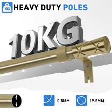 (70-120 cm (28" - 48" In), Cylinder - Antique Brass) Metal Curtain Pole Heavy Duty Plain Ball Rod with All Accessories &amp; Holdback Pair