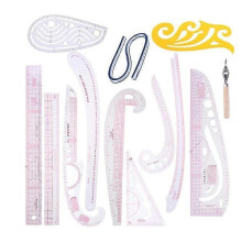 13pcs Sewing Ruler Line French Ruler Cutting Mat Set Yardstick Sleeve French Cutting Knife Ruler Se A