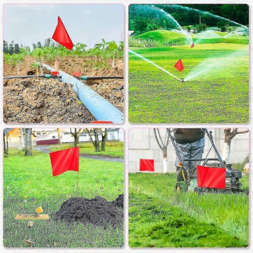 50pack Marking Flags, Red Yard Flags 15x4x5inch, Marker Flags, Lawn Flags Markers, Irrigation Flags, Landscape Flags 2