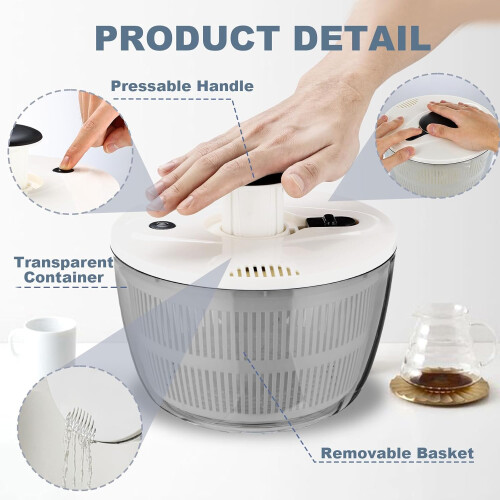 Large Salad Spinner for Home Kitchen 5.2Qt 1