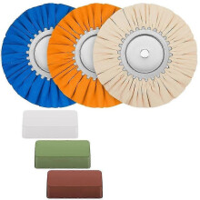 6Pcs 8Inch Airway Buffing Wheel Aluminum Wheel Polishing Kit Safe Flange in Diameter 5/8 Inch Arbor