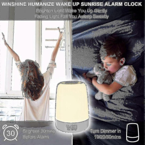 Touch Wake Up Night Light with Sunrise Simulation Alarm Clock, 3 Ways Dimmable Warm White Bedside Lamp 1