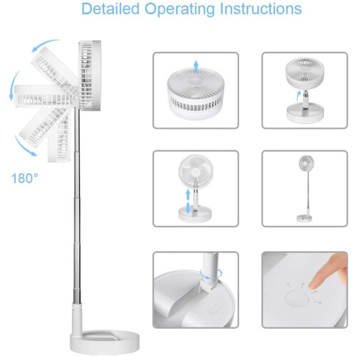 Foldaway Rechargeable Pedestal Fan for Home Kitchen Camping 2