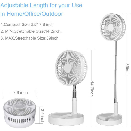 Foldaway Rechargeable Pedestal Fan for Home Kitchen Camping 1