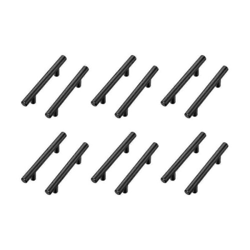 12 Pack Cabinet Pulls Black Stainless Steel Kitchen Drawer Pulls Cabinet Handles 150mm Length, 96mm