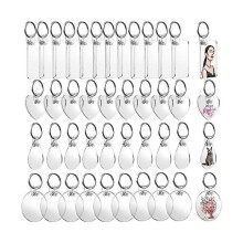 120 Pcs Acrylic Keychain Blanks, 4 Shapes Clear Blank Keychains for Vinyl Kit Double-sided for Craf