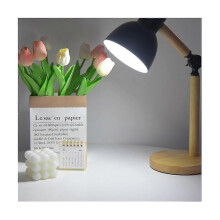 Nordic Modern Bedroom Bedside Linen Cover Lamp Wooden Dimming Led Warm Night Light Remote Control S