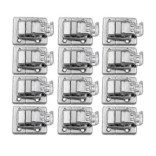 12pcs Silver Fastener Toggle Latches Catch Suitcase Boxes Buckles Trunk Lock Best Gift - B