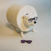 (White, With glasses sunglasses) Polar Bear 3D Printed Toilet Paper Holder,Stylish Polar Bear & Purple Glasses Decor, Durable Plastic Bathroom Tissue Roll Stand