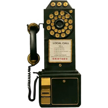 Retro Telephones Ornament Vintage Telephone Model Metal Vintage Rotate Classic Look Dial Pay Phone Model Retro Booth Home Decoration
