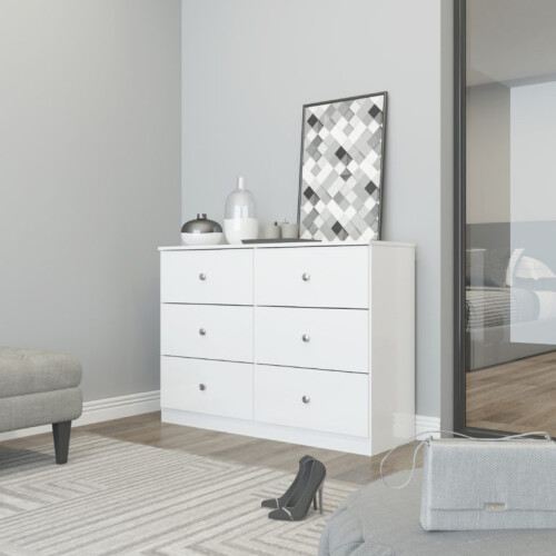 Seconique Denver 6 Drawer Chest White Gloss 1