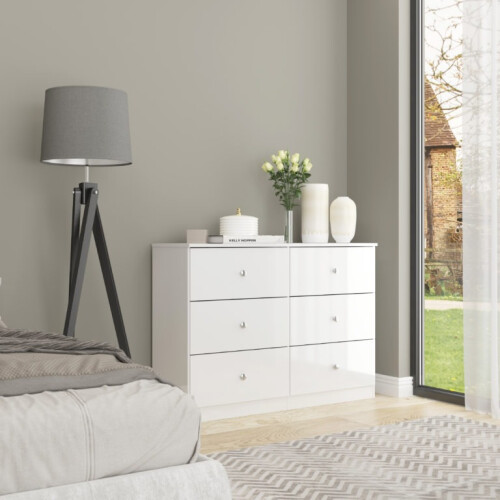 Seconique Denver 6 Drawer Chest White Gloss 2