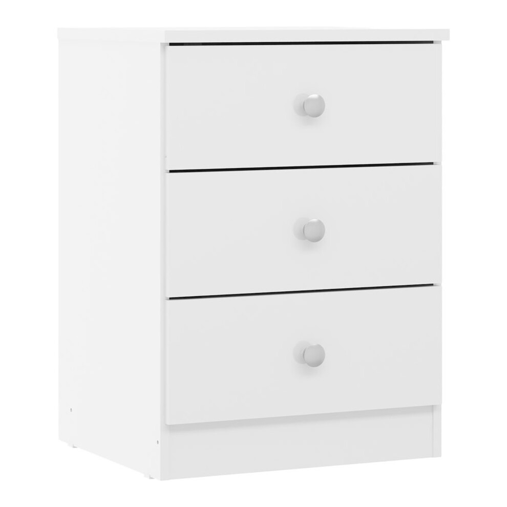 Seconique Denver 3 Drawer Bedside White Gloss White,Grey